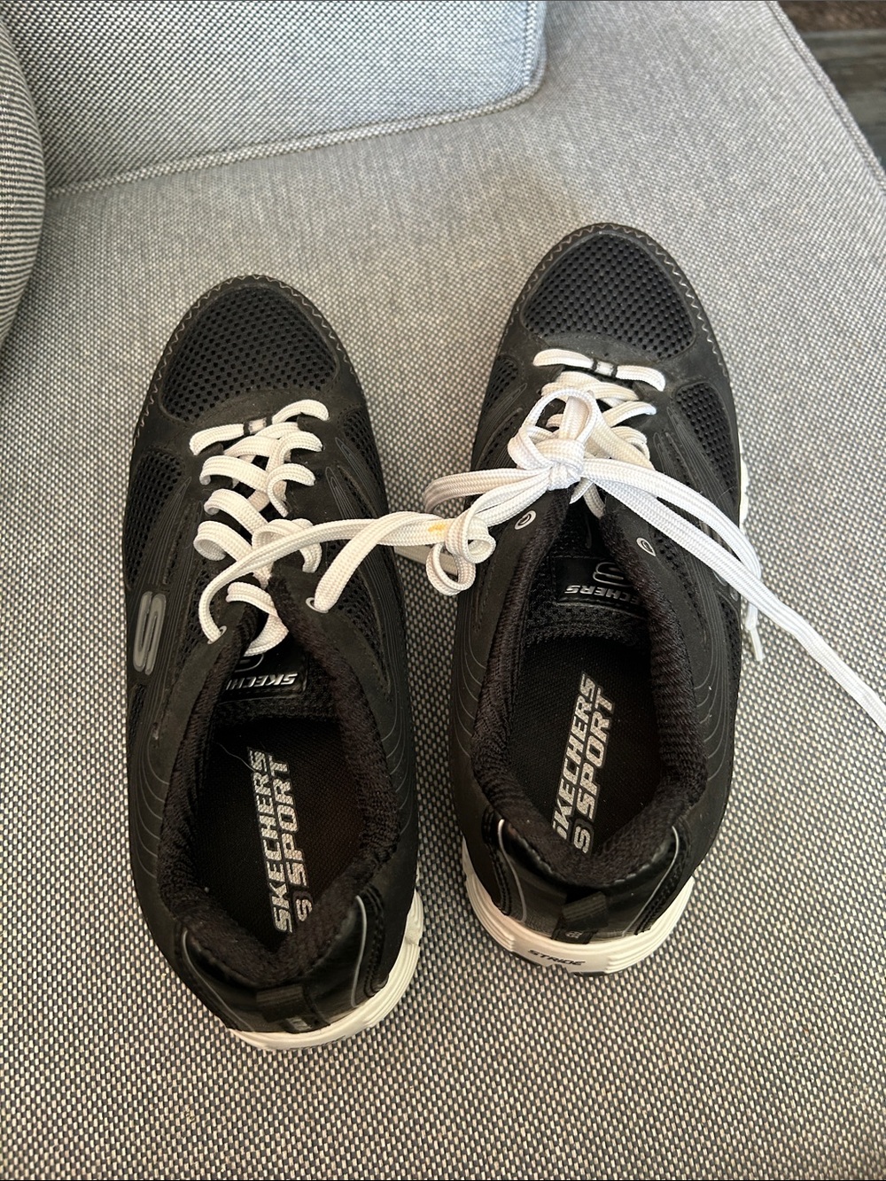 Skechers Black with White Lace Men's Athletic Sneakers